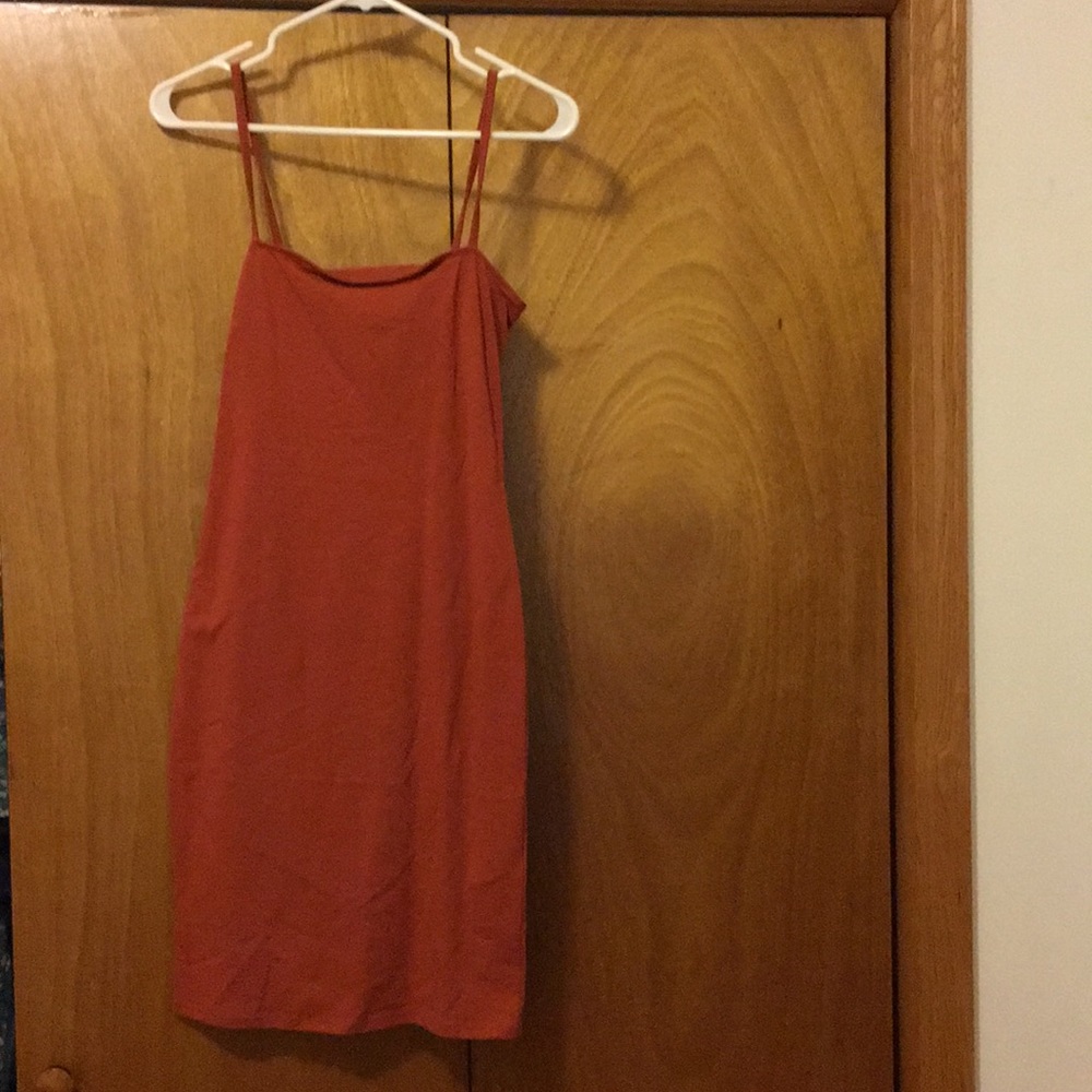 rust midi tank dress